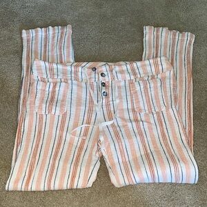 SUNDANCE Striped Orange/White/Grey Cotton Gigi Pants. Size Large